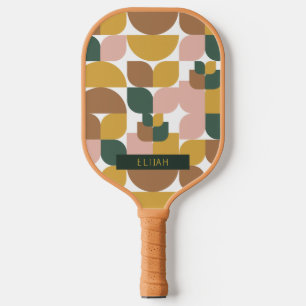 Retro Geometric Muster Brown Pickleball Schläger