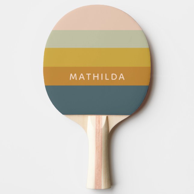 Retro Geometric Pastel Color Block Personalized Tischtennis Schläger (Vorderseite)