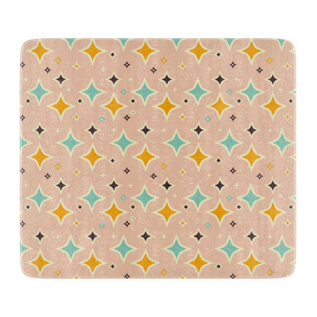Retro geometric pattern with teal, orange, black schneidebrett (Vorderseite)