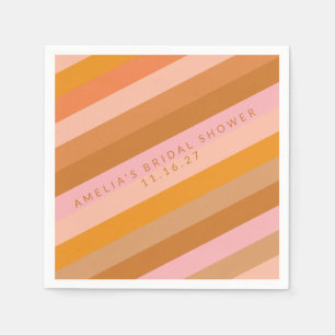 Retro Geometric Pink Terracotta Brautparty Name Serviette
