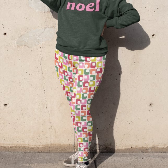 Retro Geometric Print 1970er Gemusterte Weihnachte Leggings (Von Creator hochgeladen)