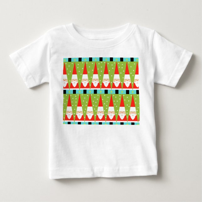 Retro Geometric Santa Baby Tutu Bodysuit T-shirt (Vorderseite)
