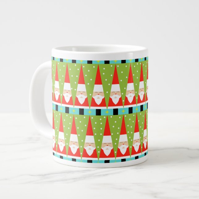Retro Geometric Santa Jumbo Tasse (Vorderseite Links)