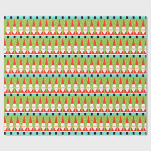Retro Geometric Santa Wrapping Paper Geschenkpapier