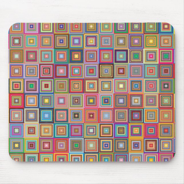 Retro Geometric Square Tile Pattern Mousepad (Vorne)