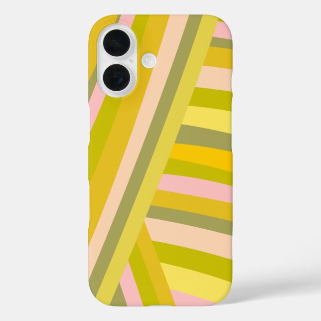 Retro Geometric Strike Sommerlime Green Pink iPhone 16 Hülle (Rückseite)