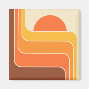 Retro Geometric Sun Design Magnet