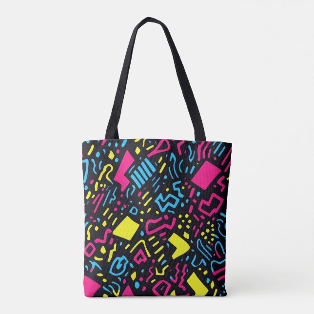 Retro Geometric Tote Bag | Farbennebel Tasche (Rückseite)
