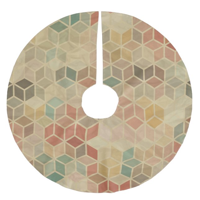Retro-Geometrie: Nahtloses Design Polyester Weihnachtsbaumdecke (Vorderseite)