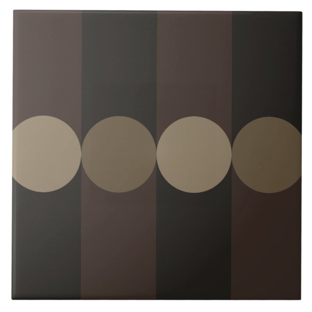 Retro Geometrie Streifen Kreise Schwarz Gold Fliese (Vorderseite)