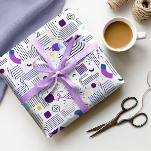 Retro Geometrisch Abstrakt Pat#4 Lila Blau ID1067 Geschenkpapier