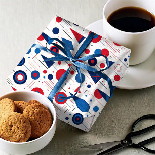 Retro Geometrisch Abstrakt Pat#9 Navy Rot ID1067 Geschenkpapier