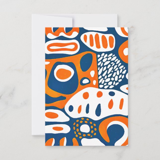 Retro geometrisch blau-orange weiß dankeskarte (Vorderseite)