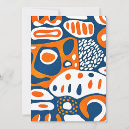 Retro geometrisch blau-orange weiß einladung