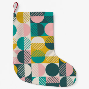 Retro geometrisch: modernes Vintages Muster. Kleiner Weihnachtsstrumpf