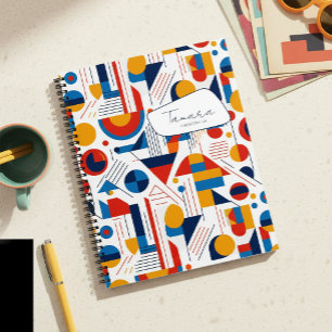 Retro-geometrische abstrakte Muster #11 Navy Gold Notizbuch