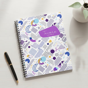 Retro-geometrische abstrakte Muster#4 Lila Blau ID Notizbuch