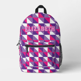 Retro-geometrische abstrakte rosa lila und weiße N Bedruckter Rucksack