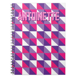 Retro-geometrische abstrakte rosa lila und weiße N Notizblock