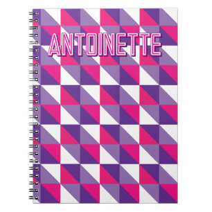 Retro-geometrische abstrakte rosa lila und weiße N Notizblock