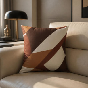 Retro-geometrische braune und orange Wurfkissen Kissen