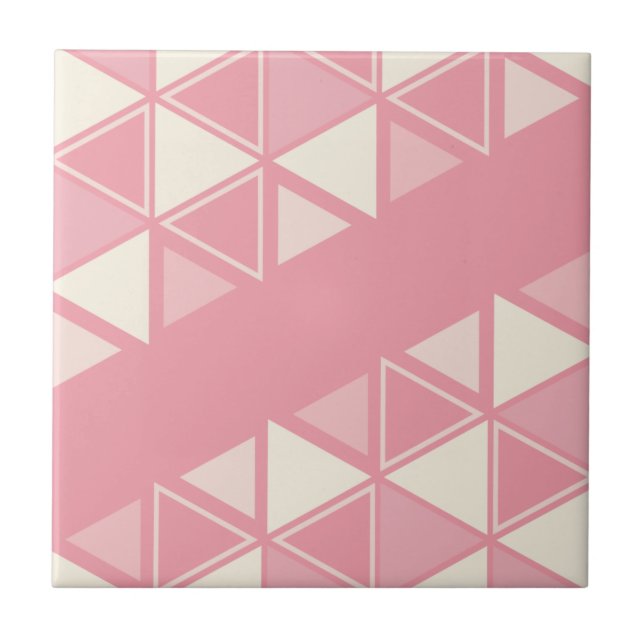 Retro Geometrische Dreiecke rosa Vanilla Fliese (Vorderseite)
