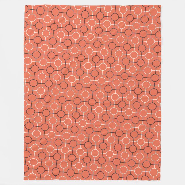 Retro-geometrische Kreise Gittermuster-Kunst Fleecedecke (Vorderseite)