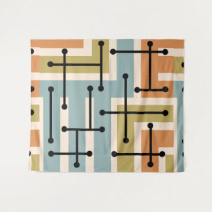 Retro-geometrische Kunst-Maze 1970er Retro Wandteppich