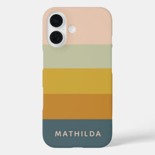 Retro-geometrische Pastell-Farbblock-Personalisier iPhone 16 Hülle