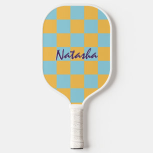 Retro-geometrische Quadrate Helles kariertes Muste Pickleball Schläger