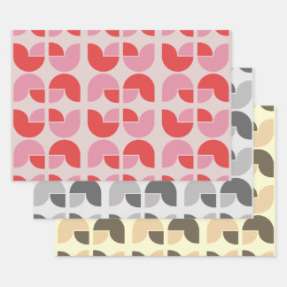 Retro-geometrische Tulpen-Geschenkverpackung Geschenkpapier Set