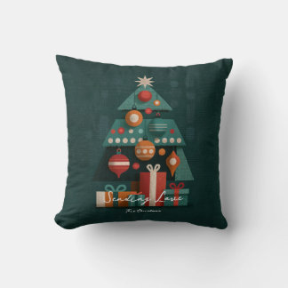 Retro-geometrische Weihnachtsbaum-Dekoration Kissen