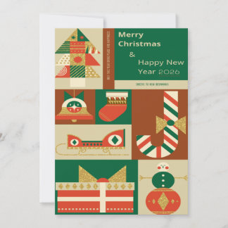 Retro Geometrische Weihnachtsgrußkarte – Festlich Mitteilungskarte