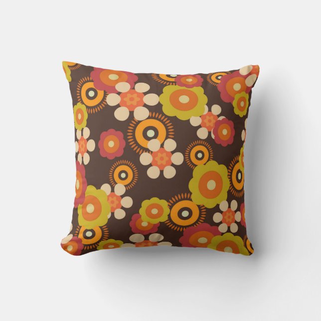 Retro geometrisches Blumenkissen Kissen (Vorderseite)