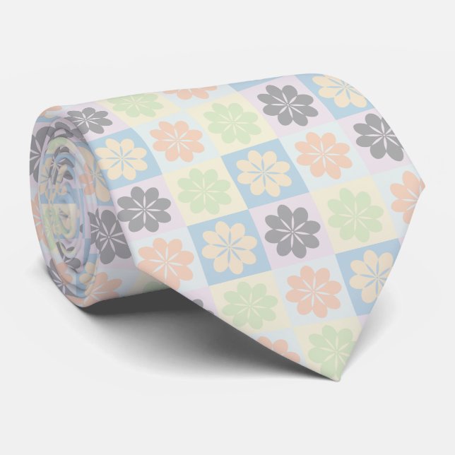 Retro-geometrisches Blumenmuster-Halstuch Krawatte (Gerollt)
