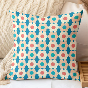 Retro-geometrisches Blumenmuster Kissen