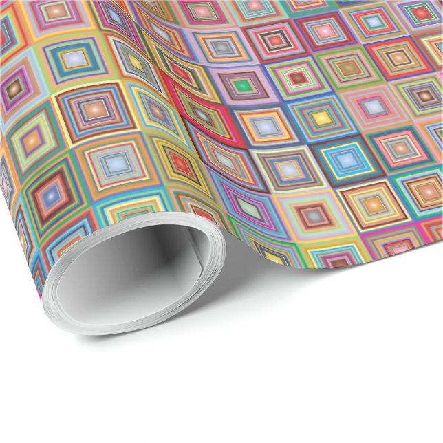Retro geometrisches Fliesenmuster Geschenkpapier (Rolleneckpunkt)