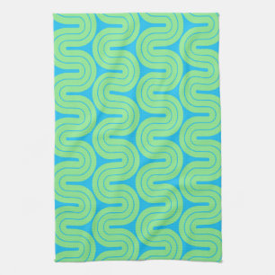 Retro-geometrisches Gradientwellen-Design Geschirrtuch