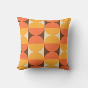 Retro-geometrisches Halbquadrat- und Kreismuster Kissen