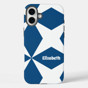 Retro-Geometrisches Klassisches Navy Blau iPhone 16 Plus Hülle