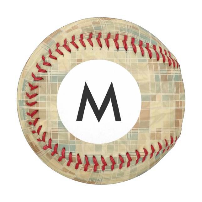 Retro-geometrisches Monogramm-Muster 2 Baseball (Vorderseite Links)
