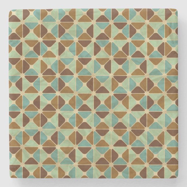 Retro geometrisches Muster 2 Steinuntersetzer (Vorderseite)