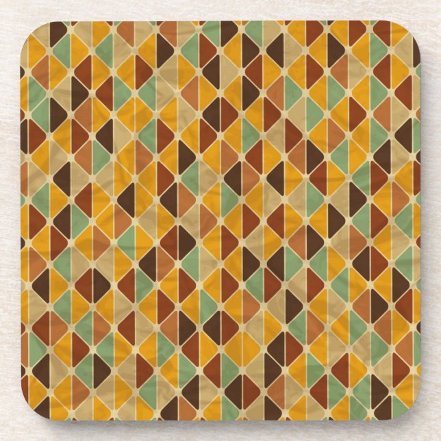 Retro geometrisches Muster 3 Getränkeuntersetzer (Vorderseite)
