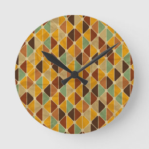 Retro geometrisches Muster 3 Runde Wanduhr