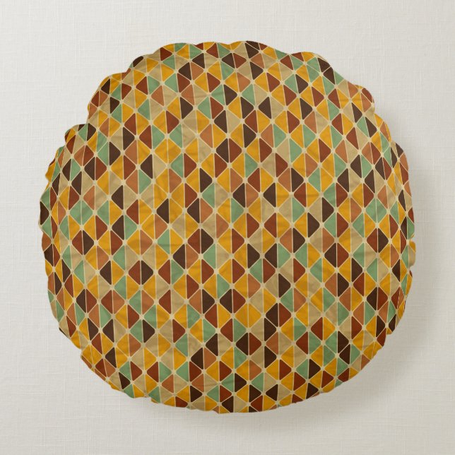 Retro geometrisches Muster 3 Rundes Kissen (Vorderseite)