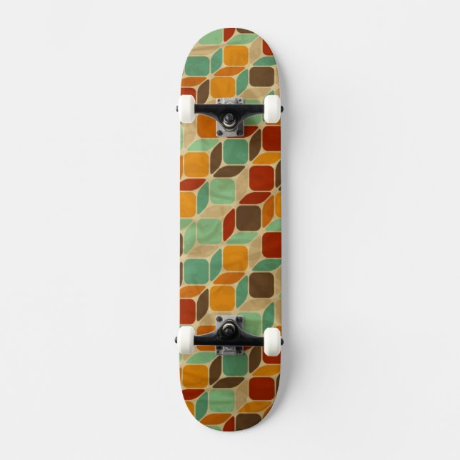 Retro geometrisches Muster 4 Skateboard (Vorderseite)