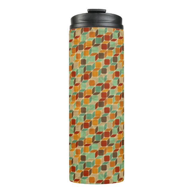 Retro geometrisches Muster 4 Thermosbecher (Vorderseite)