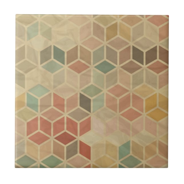 Retro geometrisches Muster 5 Fliese (Vorderseite)
