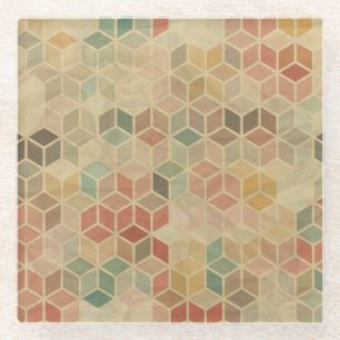 Retro geometrisches Muster 5 Glasuntersetzer