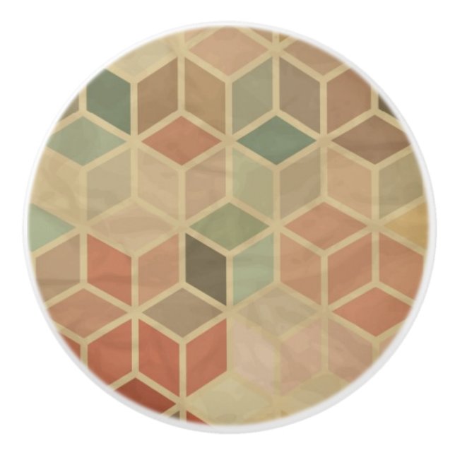 Retro geometrisches Muster 5 Keramikknauf (Vorderseite)